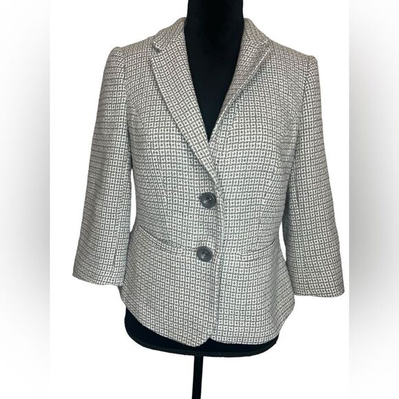THE LIMITED WOMENS 3/4 SLEEVE BUSINESS BLAZER JACKET GRAY & WHITE SIZE MEDIUM - Picture 8 of 11